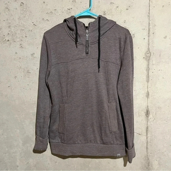 Roxy Sweater Womens Small Gray Pullover Hoodie Quarter Zip Pockets - Picture 1 of 10